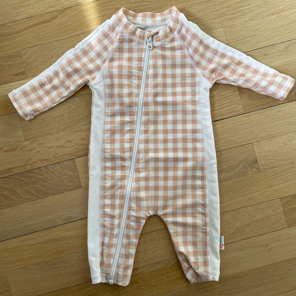 Pink Gingham Baby Swim One Piece UPF 50+